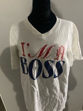White Graphic Tee "I'm A Boss"